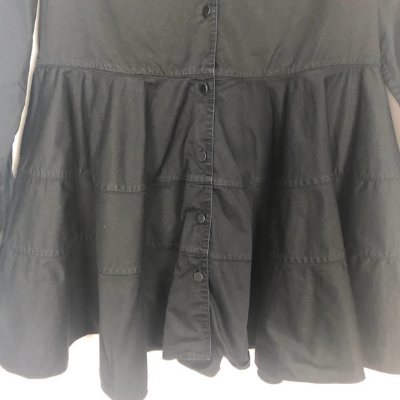 CO 100% Cotton Women's Tiered Button Down Black Shirt Long Sleeves Size Small - Picture 4 of 11